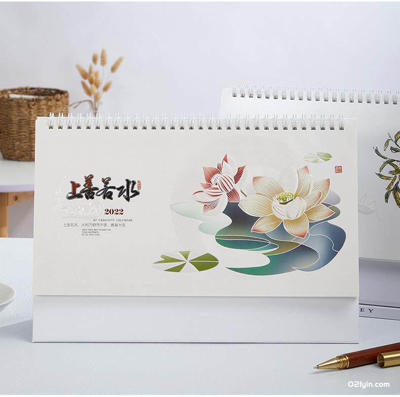 2022年珠光電雕臺歷四季養生 青花瓷 報春圖 月歷廠(chǎng)家批發(fā)  第13張
